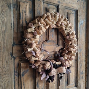 Wine Cork Wreath, Wine Lover Gift, Farmhouse Wall Art, Bar Decor image 2