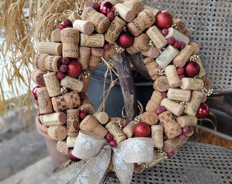 Cork wreath, Wine lover gift, Wine cork art