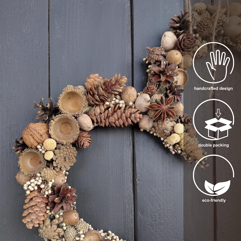 Heart Shaped Pinecone Wreath – Rustic Natural Door Decor for Fall & Valentine’s Day image 8