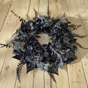 Dark cottagecore wreath Gothic decor for Halloween Black wall decor