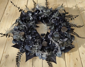 Dark cottagecore wreath Gothic decor for Halloween Black wall decor