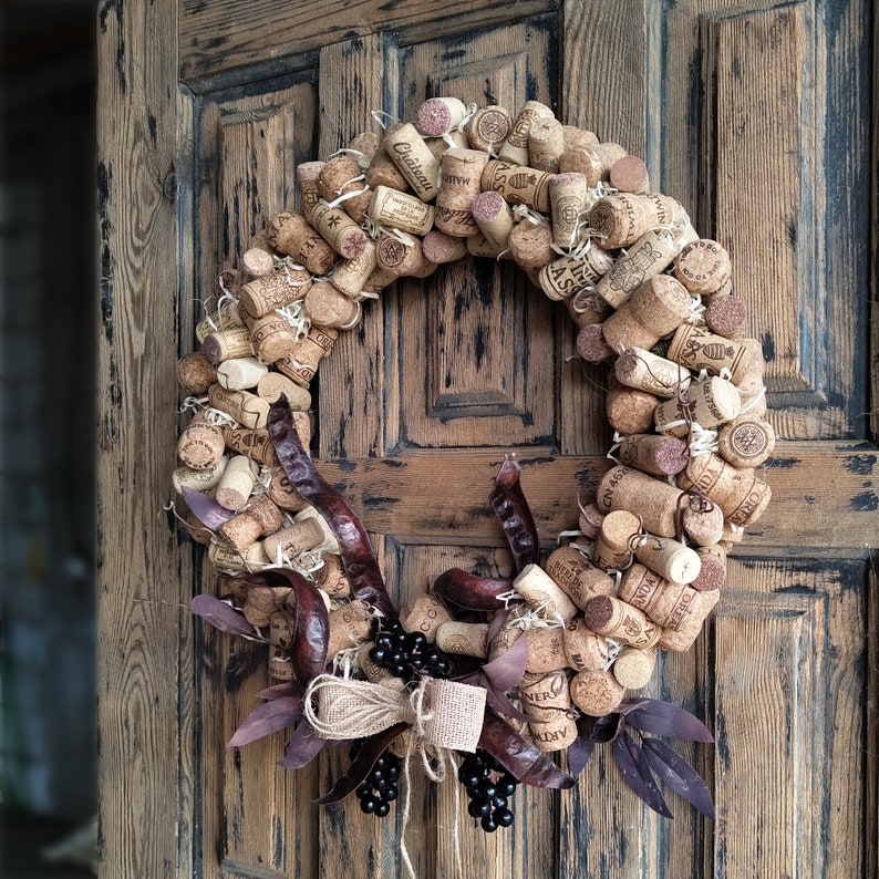 Wine Cork Wreath, Wine Lover Gift, Farmhouse Wall Art, Bar Decor image 7