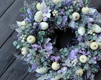 Easter purple wreath, Spring wreath for the front door