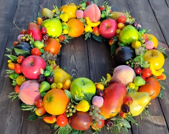 Artificial Fruit Large Wreath, Colorful Door Wreath, Fruit Decoration