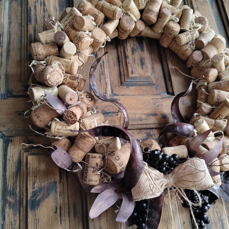 Wine Cork Wreath, Wine Lover Gift, Farmhouse Wall Art, Bar Decor image 9