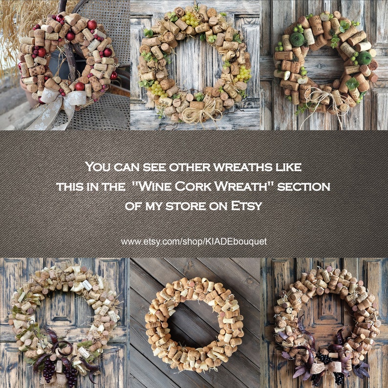 Wine Cork Wreath, Wine Lover Gift, Farmhouse Wall Art, Bar Decor image 6