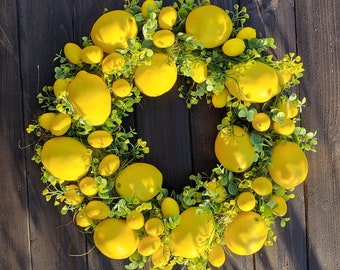 Yellow Wreath, Lemon Wreath, Citrus Decor, Fruit Wreath
