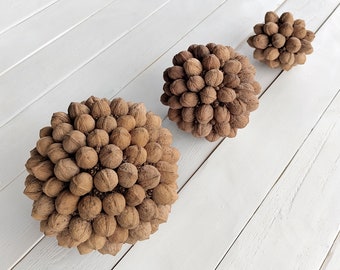 Walnut ball Hanging ornament Decorative balls for bowls Natural home decor Table centerpiece Hanging spheres Decorative orbs Kissing ball