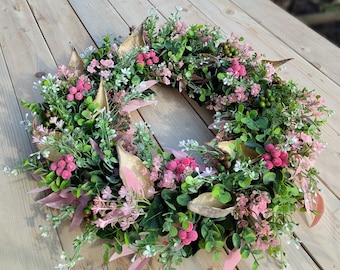 Beautiful Boxwood and Flower Wreath | Perfect Cottagecore Decor and Front Door Wreath | Ideal Mother's Day Gift | Charming Spring Accent