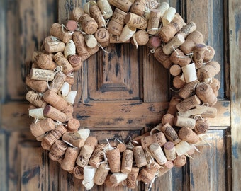 Handmade Wine Cork Wreath, All Season Decor, Cork Art