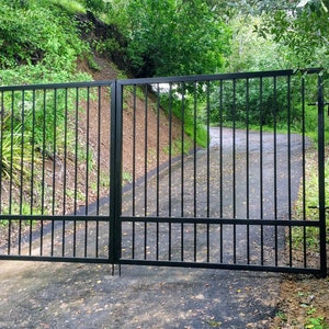 Driveway Gate Kit | Wrought Iron, Single Pickets | StandardGates Custom Black Metal Steel Security & Wood Driveway Gates | Free Shipping
