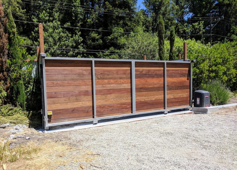 Wooden Driveway Gate Kit Wrought Iron Horizontal Ironwood | Etsy Wooden Driveway Gate Kit Wrought Iron Horizontal Ironwood | Etsy