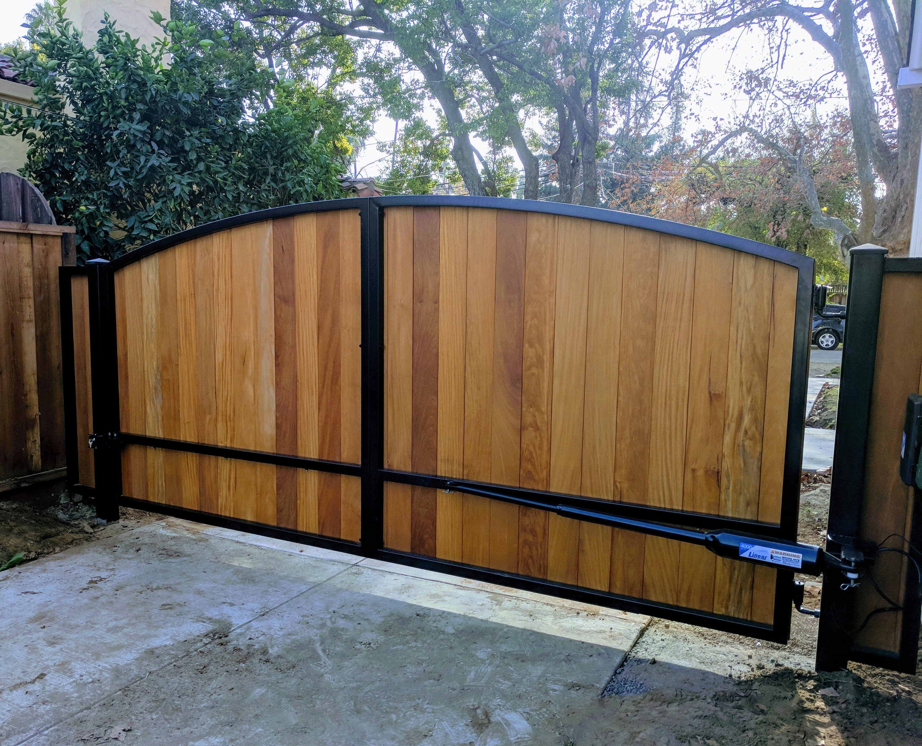 Wooden Driveway Gate Kit Arched Wrought Iron Vertical Etsy