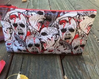 Bloody zombie faces dead body halloween Gothic Make Up Bag / Art Case