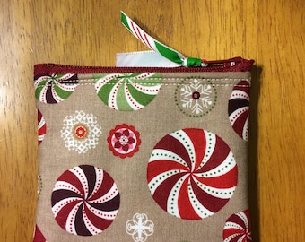 Christmas candy peppermint christmas gift card holder / small change purse / credit card wallet