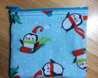 sled penguin gift card holder / small change purse / credit card wallet