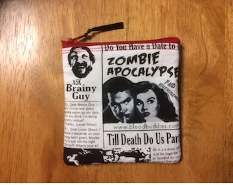 Horror Scifi B Movie Zombie Newspaper Handmade Fidget Spinner Holder / Coin Purse / Change Purse / Credit Card Wallet