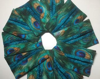 Peacock fabric travel tissue holders