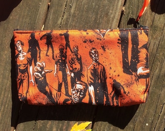 zombie orange scary walking dead halloween Gothic Make Up Bag / Art Case