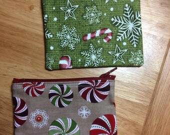 Candy cane / starlight peppermint candy gift card holder / small change purse / credit card wallet