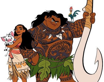 Stoffe Fq Disney Moana Maui Pua Hei Hei Pig Chicken Ocean Polycotton Fabric Character Bastel Kunstlerbedarf Breathtime Kz