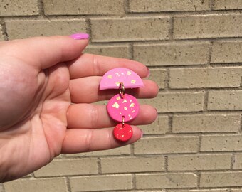 Pink ombre circle earrings