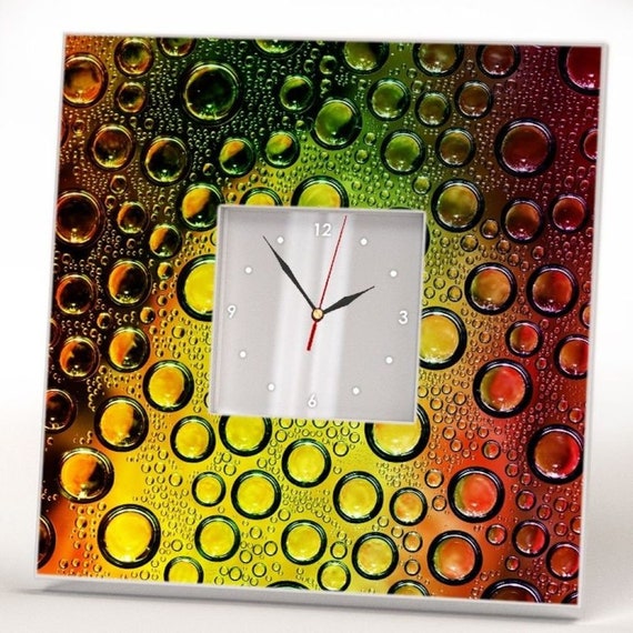 Multicolor Water Drops Modern Wall Clock Framed Mirror Print Wall Clock Framed Mirror