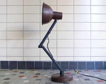 70's - 80's Vintage Swing Arm Desk Lamp Brown Functionalist Model Industrial Style Modern Design