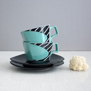 German Vintage - Flash - Frisco - Set of 2 Coffee Cup and Saucer Designed by Dorothy Hafner for Rosenthal Germany Studio Line / Postmodern