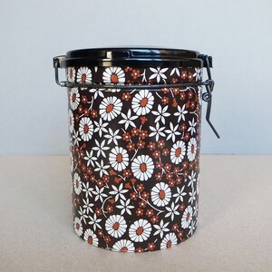 Danish Vintage IRA Denmark Tin Canister with Flower Pattern Scandinavian Modern Disign