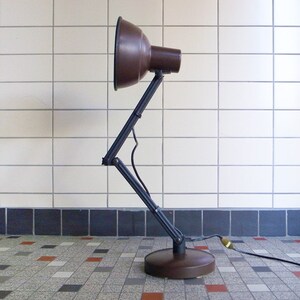 70's - 80's Vintage Swing Arm Desk Lamp Brown Functionalist Model Industrial Style Modern Design