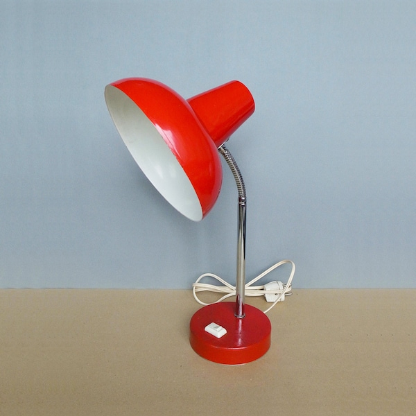 Mid Century Dutch Design Red Desk Lamp 60's- 70's  Industrial Style