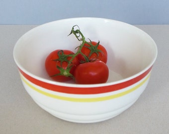 Vintage Art Deco Salad Bowl | Petrus Regout Maastricht, Hand-Painted Stripes, Lampetstel, Basin Bowl