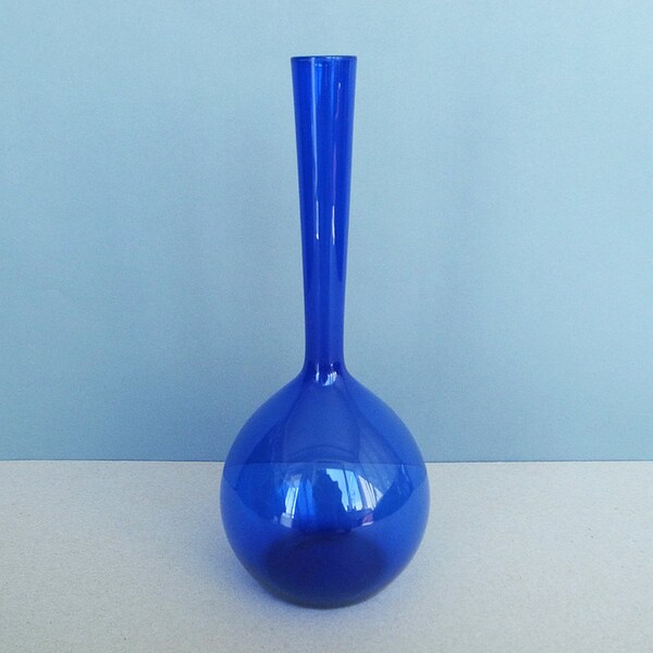 RESERVED: Swedish Vintage 50s - 60s Aseda Sweden 'Blomglas' Bulb Vase Deep Cobalt Blue Arthur Percy