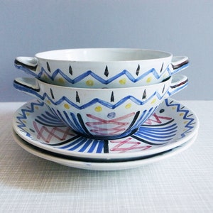 Dutch Vintage Soup Cup and Saucer by Royal Goedewaagen / Designed by Piet de Jong / Experimental Design Study