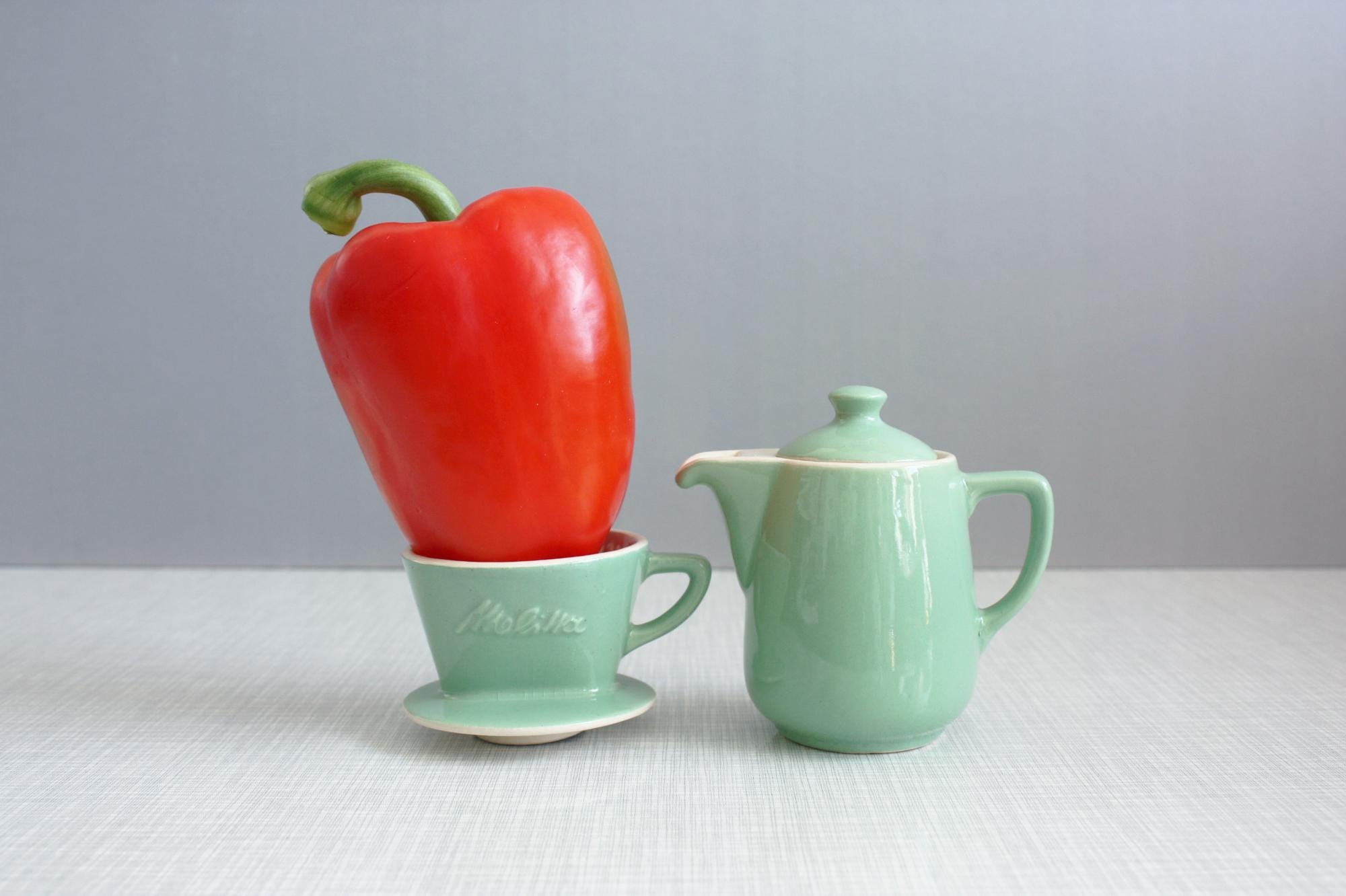 Service à Café Vintage Melitta 21/15 - 4 Personnes - Porcelaine Bleu Et Blanc - Collection