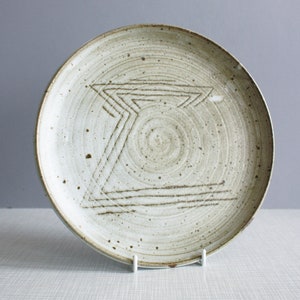 Dutch Vintage Studio Pottery Large Plate / Heavy Cray Hand Crafted / Signed 70&#39;s Modern Ceramic