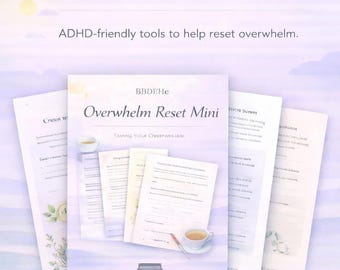 ADHD Overwhelm Reset Mini | Calm Checklist & Gentle Reset Worksheets | Printable + Digital