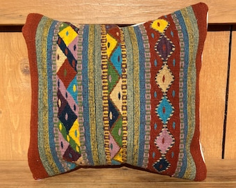 Southwestern Style Zapotec Wool Throw Pillow - Each Pillow Measures 18 x 18" - Comes Fully Stuffed!