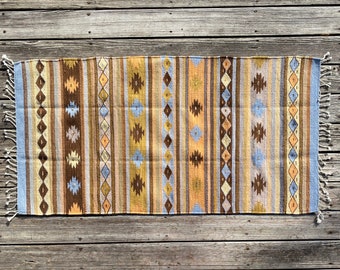 Zapotec Southwest Wool Rug Measuring 60" x 30" inches - Handwoven in Oaxaca, Mexico