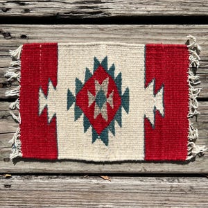 Southwestern Zapotec Wool Minimat - Measuring 14 x 8 inches - Handwoven in Oaxaca, Mexico
