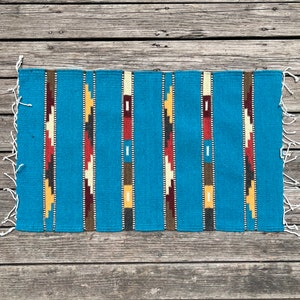Zapotec Southwest Wool Rug Measuring 42 x 22 inches - Handwoven in Oaxaca, Mexico