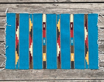 Zapotec Southwest Wool Rug Measuring 42 x 22 inches - Handwoven in Oaxaca, Mexico