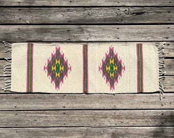 Handwoven Zapotec Wool Table Runner: Southwest Wall Tapestry