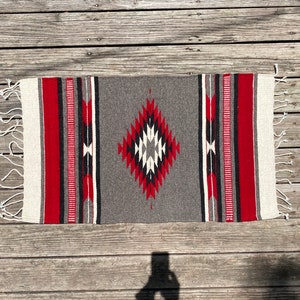 Zapotec Southwest Wool Rug Measuring 42 x 22 inches - Handwoven in Oaxaca, Mexico