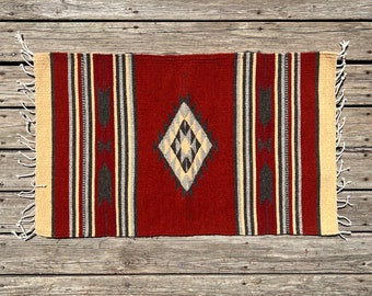 Zapotec Southwest Wool Rug Measuring 42 x 22 inches - Handwoven in Oaxaca, Mexico