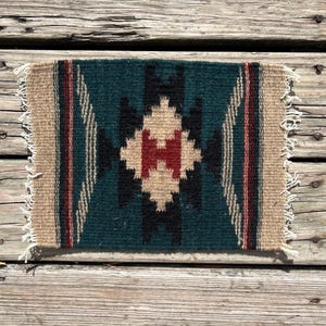 Southwestern Zapotec Wool Minimat - Measuring 14 x 9 inches - Handwoven in Oaxaca, Mexico