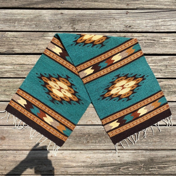 Zapotec Southwest Wool Table Runner / Wall Tapestry Measuring 48” x 16 inches - Handwoven in Oaxaca, Mexico