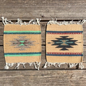 Set of 2 Southwestern Zapotec Wool Trivets - Measuring 8 x 8 inches - Handwoven in Oaxaca, Mexico