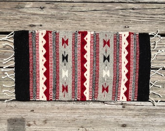 Handwoven Zapotec Wool Table Runner: Southwest Mini Rug (24 x 12 inches)